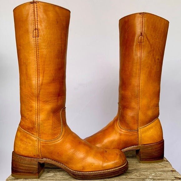 FRYE True Vintage Black Label Campus Tall Square Toe Sunrise Western Boots - Botablu