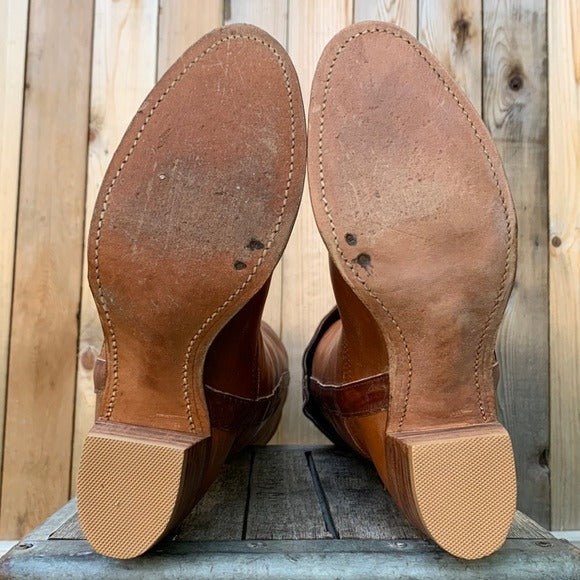 FRYE True Vintage Black Label Over the Knee Tall Knee High Brown Western Boots - Botablu