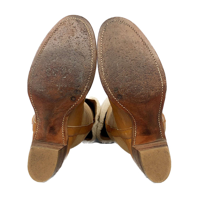 FRYE True Vintage Black Label Shearling Lined Tall Over the Knee Fold Down Boots - Botablu