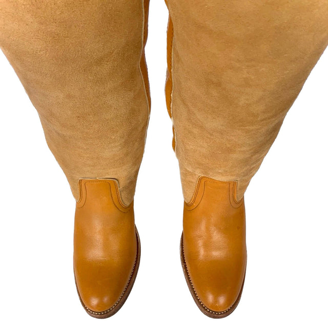 FRYE True Vintage Black Label Shearling Lined Tall Over the Knee Fold Down Boots - Botablu