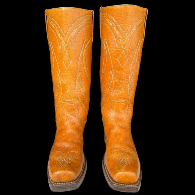 FRYE True Vintage Black Label Stitching Square Toe Cowboy Cowgirl Western Campus Boots - Botablu