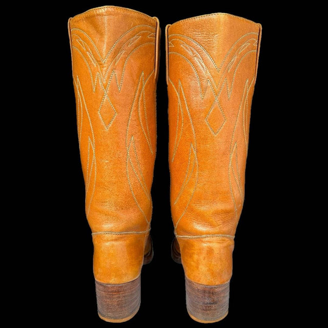 FRYE True Vintage Black Label Stitching Square Toe Cowboy Cowgirl Western Campus Boots - Botablu