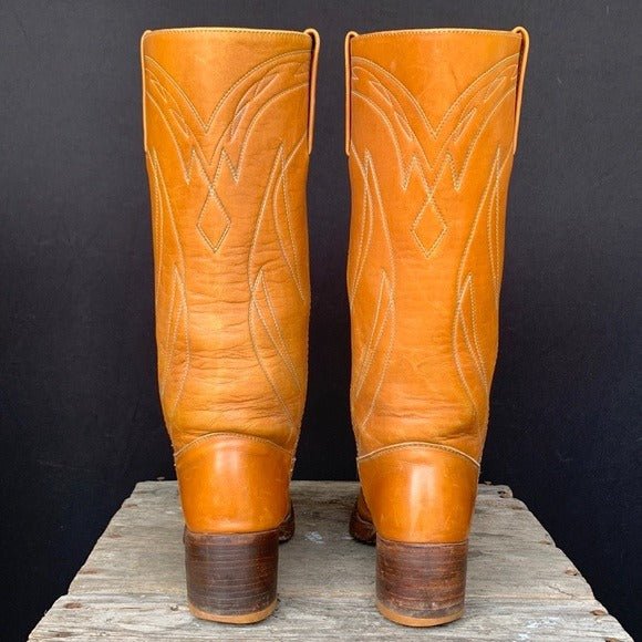 FRYE True Vintage Black Label Stitching Square Toe Cowgirl Cowboy Western Campus Boots - Botablu