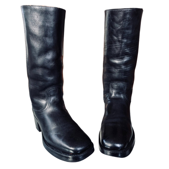 FRYE True Vintage Campus Black Motorcycle Boots - Botablu