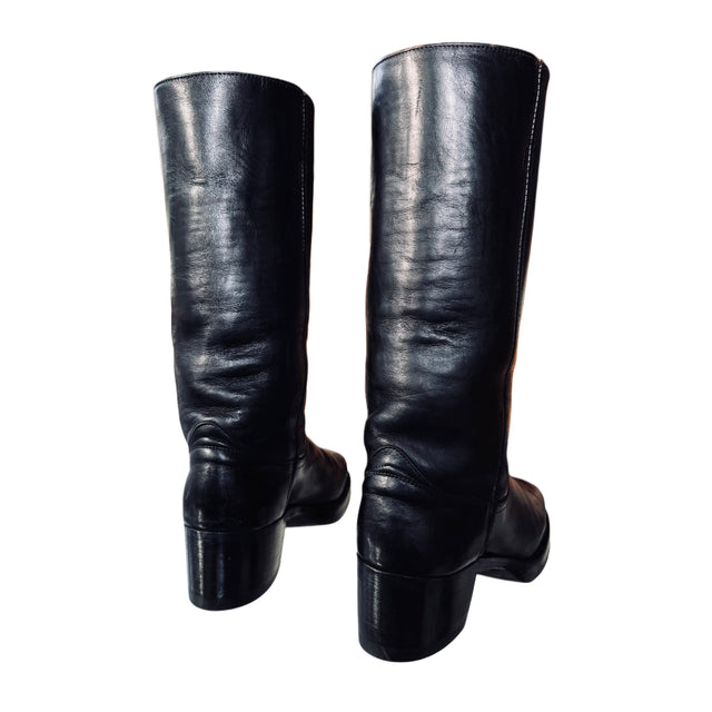 FRYE True Vintage Campus Black Motorcycle Boots - Botablu