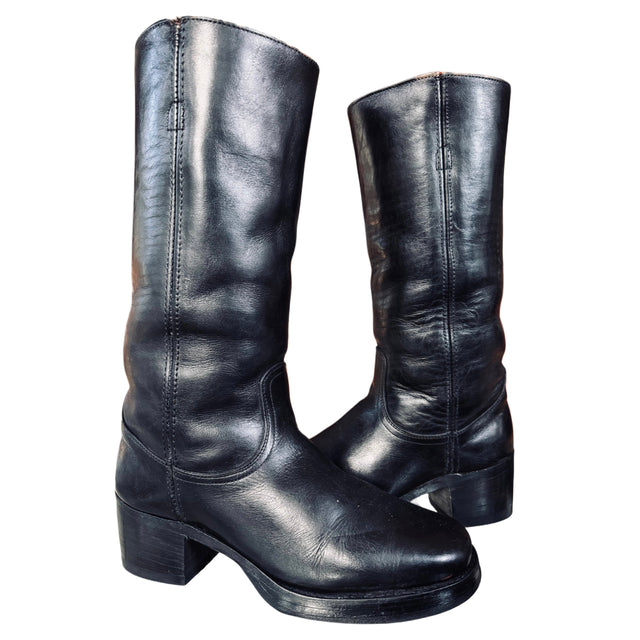 FRYE True Vintage Campus Black Motorcycle Boots - Botablu