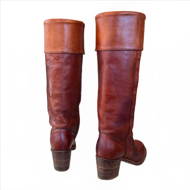 FRYE True Vintage Knee High Cuff Cowboy Boots - Botablu
