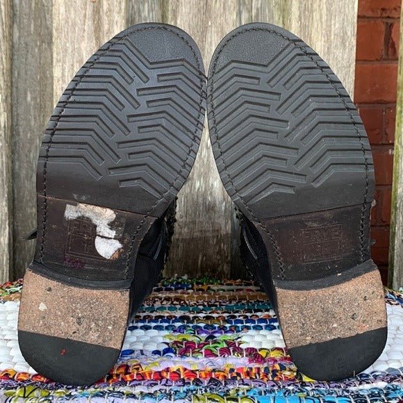 FRYE Veronica Laser Cut Out Studded Harness Black Moto Biker Boots - Botablu