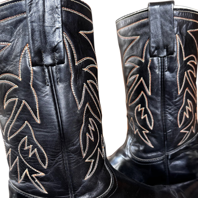 FRYE Vintage 60s Rancher Black Cowgirl Boots - Botablu