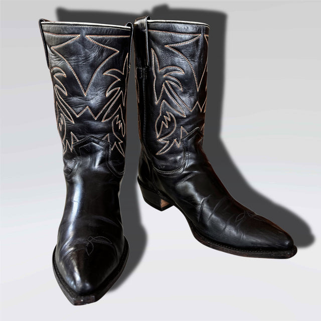 FRYE Vintage 60s Rancher Black Cowgirl Boots - Botablu