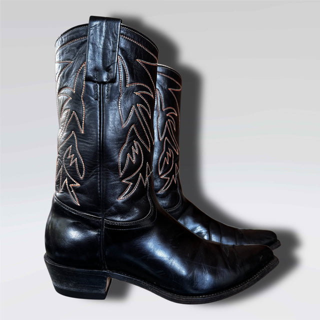 FRYE Vintage 60s Rancher Black Cowgirl Boots - Botablu