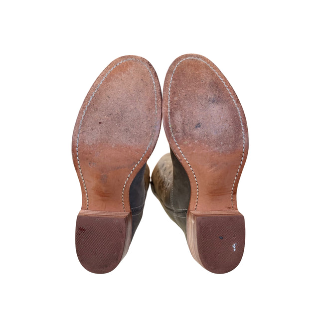 FRYE Vintage Austin Flower Green Cowboy Boots - Botablu