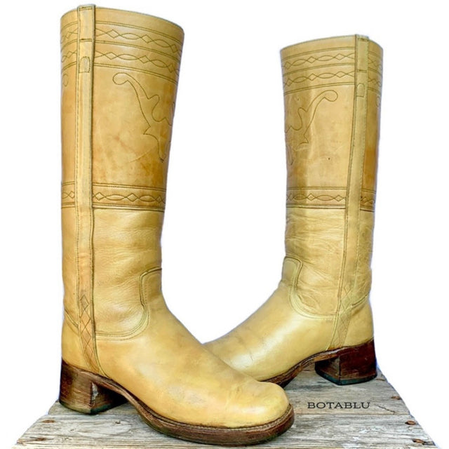 FRYE Vintage Banana Campus Stitching Horse Tall Knee High Boots - Botablu