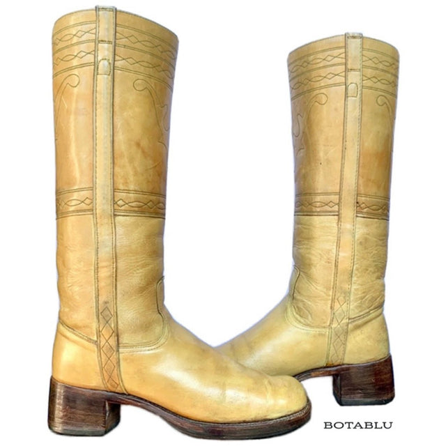 FRYE Vintage Banana Campus Stitching Horse Tall Knee High Boots - Botablu