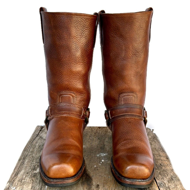 FRYE Vintage Belted Harness 12R Brown Moto Biker Motorcycle Western Boots - Botablu