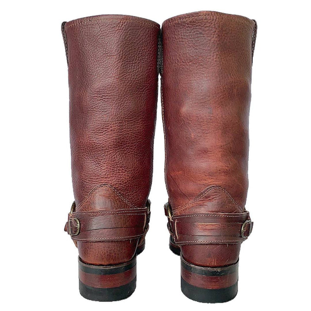 FRYE Vintage Belted Harness 12R Motorcycle Brown Leather Boots - Botablu