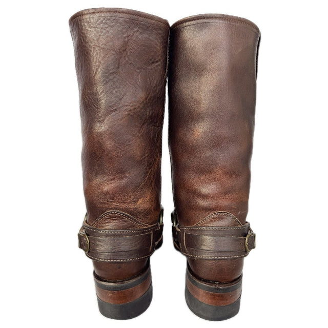 FRYE Vintage Belted Harness 12R Moto Biker Motorcycle Brown Leather Boots - Botablu