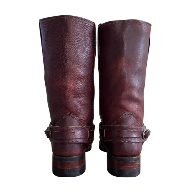FRYE Vintage Belted Harness Brown Motorcycle Boots - Botablu
