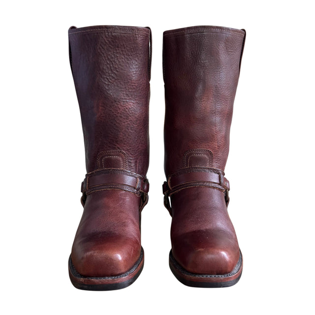 FRYE Vintage Belted Harness Brown Motorcycle Boots - Botablu