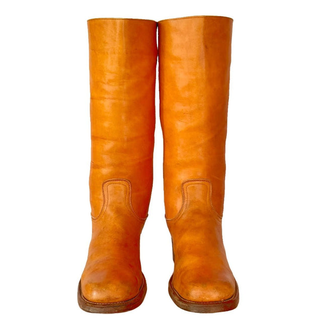 FRYE Vintage Black Label Campus Tall Western Motorcycle Boots - Botablu