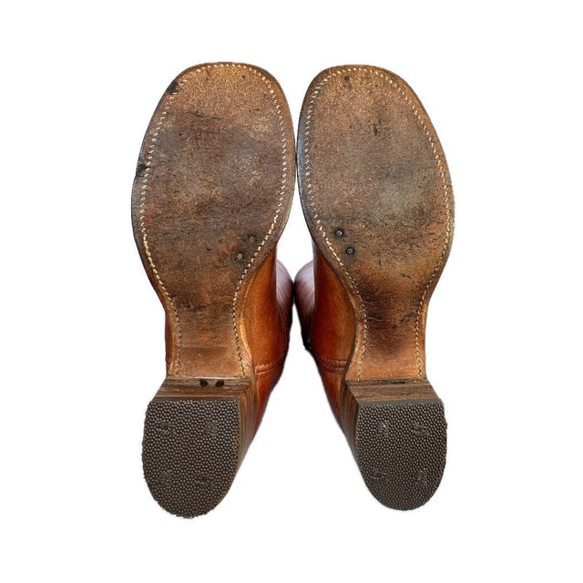 FRYE Vintage Black Label Knee High Brown Western Boots - Botablu