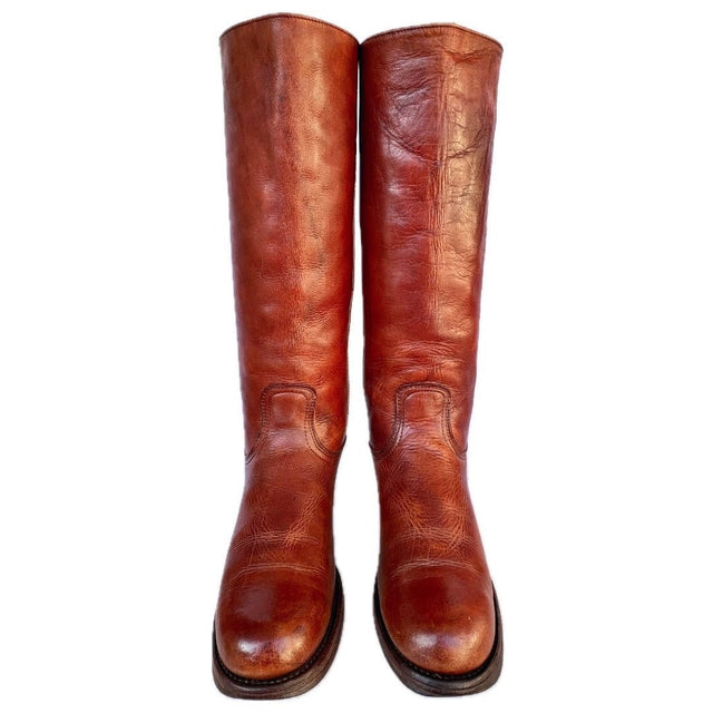 FRYE Vintage Black Label Knee High Brown Western Boots - Botablu