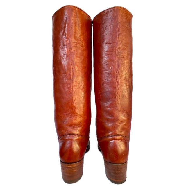 FRYE Vintage Black Label Knee High Brown Western Boots - Botablu