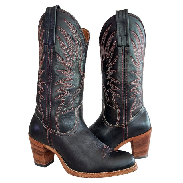 FRYE Vintage Black Western Cowboy Boots - Botablu