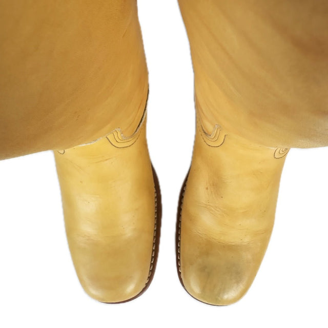 FRYE Vintage Campus 14L Banana Yellow Leather Western Biker Boots - Botablu