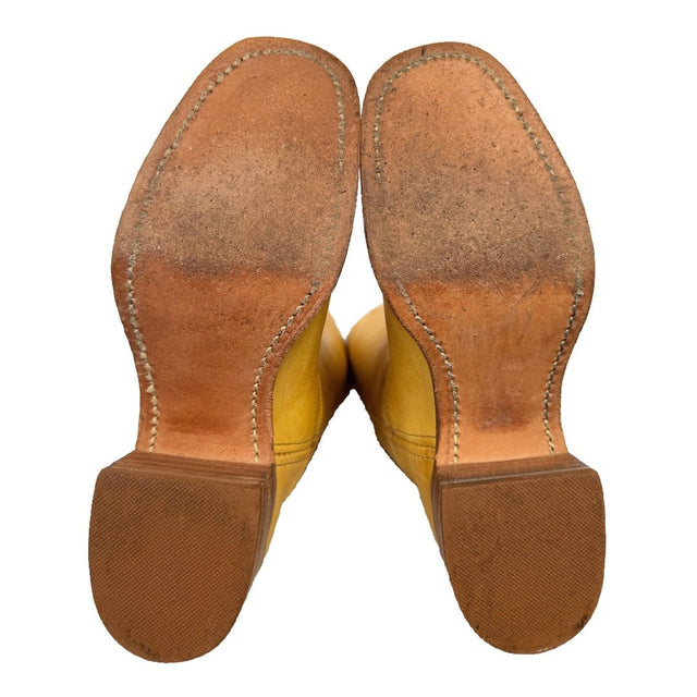 FRYE Vintage Campus 14L Banana Yellow Leather Western Biker Boots - Botablu