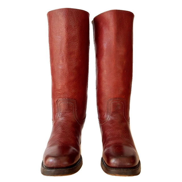 FRYE Vintage Campus 14L Brick Red Oxblood Motorcycle Western Boots - Botablu