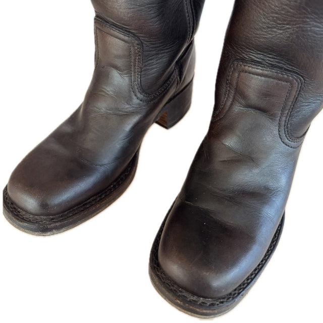 FRYE Vintage Campus 14L Brown Leather Western Motorcycle Boots - Botablu