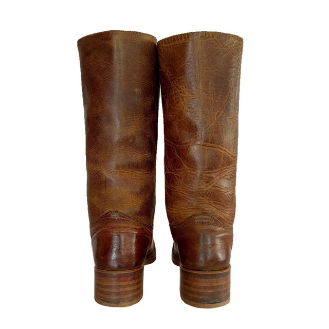 FRYE Vintage Campus 14L Brown Leather Western Motorcycle Boots - Botablu