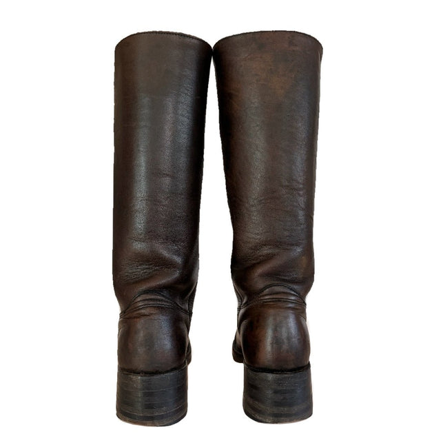 FRYE Vintage Campus 14L Brown Leather Western Motorcycle Boots - Botablu