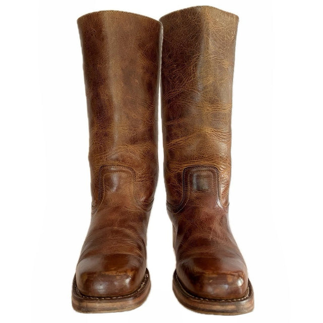 FRYE Vintage Campus 14L Brown Leather Western Motorcycle Boots - Botablu