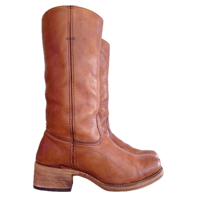 FRYE Vintage Campus 14L Tall Brown Western Motorcycle Boots - Botablu