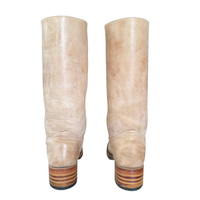 FRYE Vintage Campus 14L Tan Cowboy Motorcycle Boots - Botablu