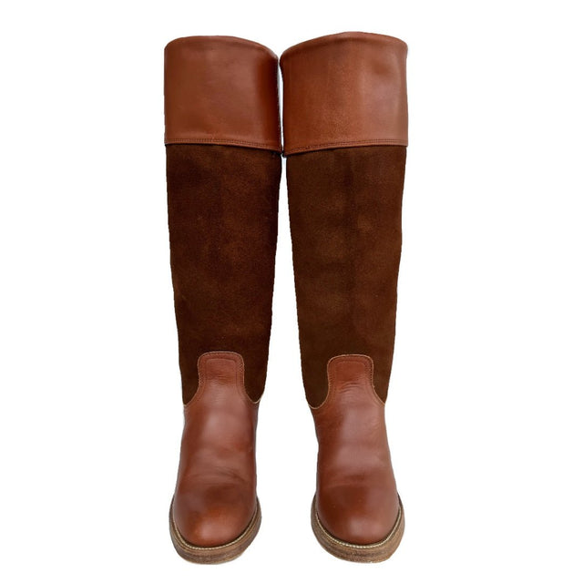 FRYE Vintage Campus Cuff Tall 2-Tone Brown Western Boots - Botablu