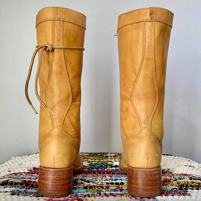 FRYE Vintage Campus Lace Up Banana Leather Boots - Botablu