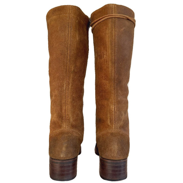 FRYE Vintage Campus Lace Up Tall Knee High Zippered Brown Boots - Botablu