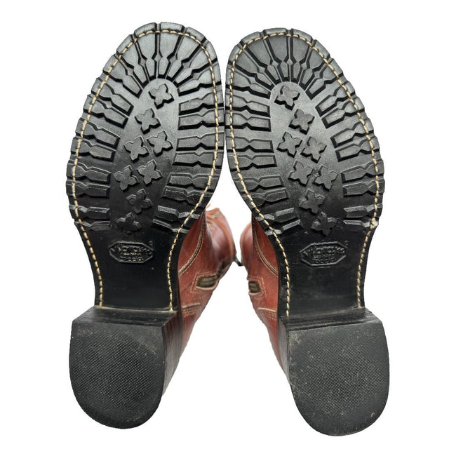 FRYE Vintage Campus Lace Up Tall Knee High Zippered Brown Leather Boots - Botablu