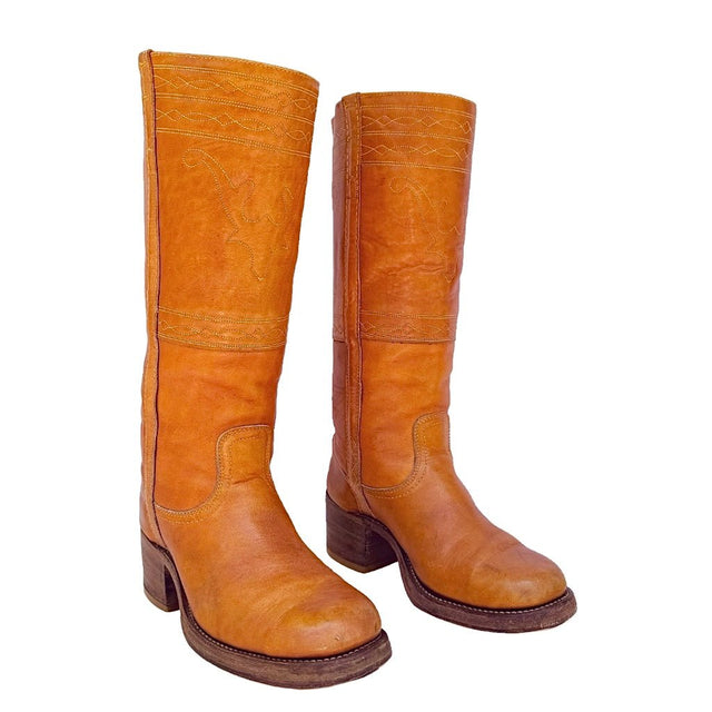 FRYE Vintage Campus Stitching Horse Black Label Tall Motorcycle Cowboy Boots - Botablu