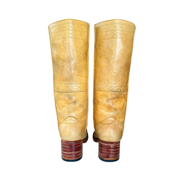 FRYE Vintage Campus Stitching Horse Knee High Banana Western Boots - Botablu