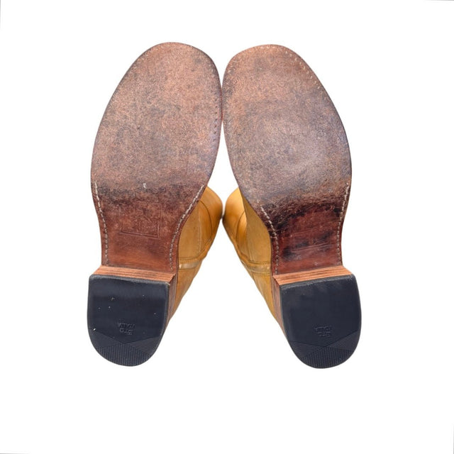 FRYE Vintage Campus Stitching Horse Knee High Banana Western Boots - Botablu