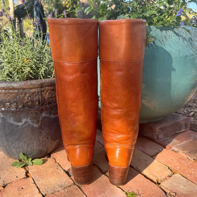 FRYE Vintage Campus Tall Knee High Brown Cowboy Boots - Botablu