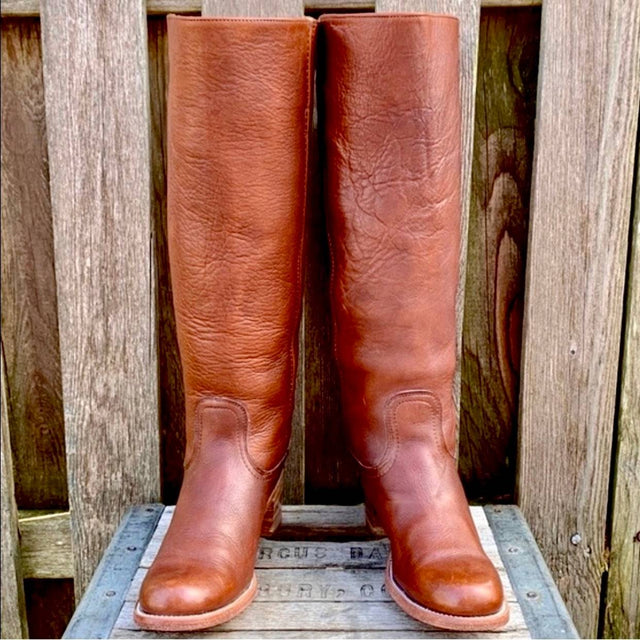 FRYE Vintage Campus Tall Knee High Brown Leather Stovepipe Riding Boots - Botablu