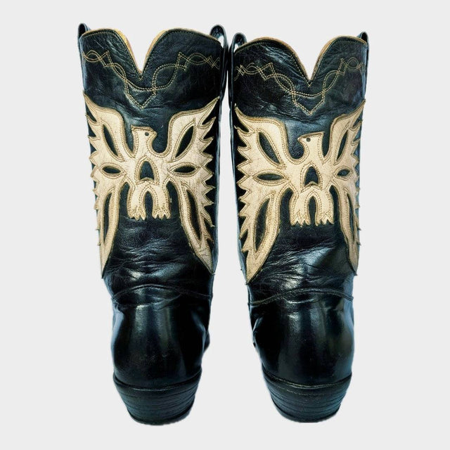 FRYE Vintage Eagle Short Peewee Cowgirl Cowboy Western Black Boots - Botablu