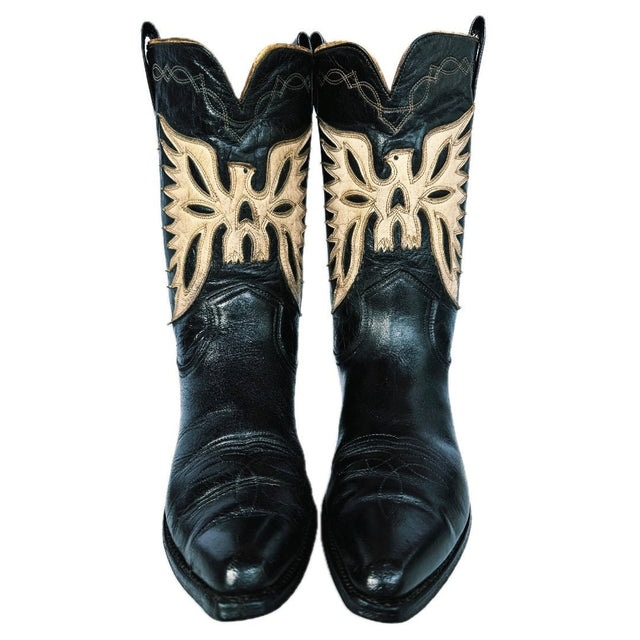 FRYE Vintage Eagle Short Peewee Cowgirl Cowboy Western Black Boots - Botablu