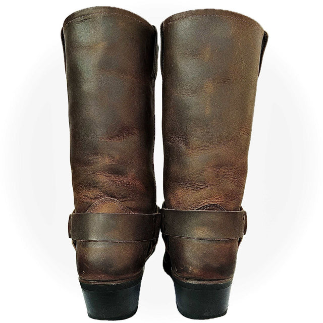 FRYE Vintage Harness 12R Brown Leather Biker Moto Motorcycle Boots - Botablu