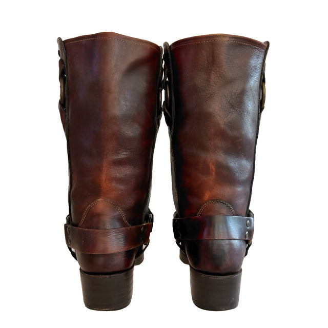 FRYE Vintage Harness 12R Oxblood Brown Biker Moto Motorcycle Boots - Botablu